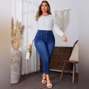 NEW IN PACKAGE SHEIN LUNE SKINNY JEANS WITH BELT SIZE 1XL MEASUREMENTS IN PICS